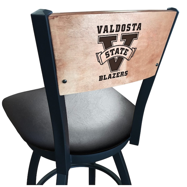 Holland Bar Stool Co 25" Blk Wrinkle Valdosta State Swivel Bar Stool, Laser Engraved Back - L03825BWMEDMPLAVALDSTBLKVINYL