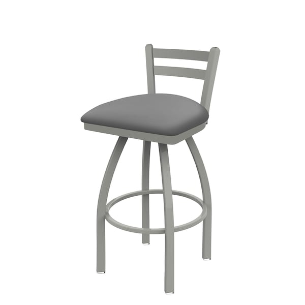 Holland Bar Stool Co 30" Low Back Swivel Bar Stool, Nickel Finish, Canter Grey Seat - 41130AN007