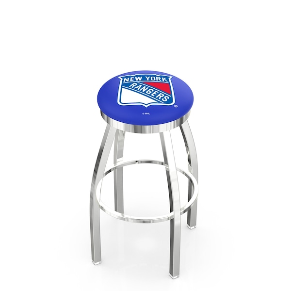 Holland Bar Stool Co 30" Chrome New York Rangers Swivel Bar Stool, Accent Ring - L8C2C30NYRANG
