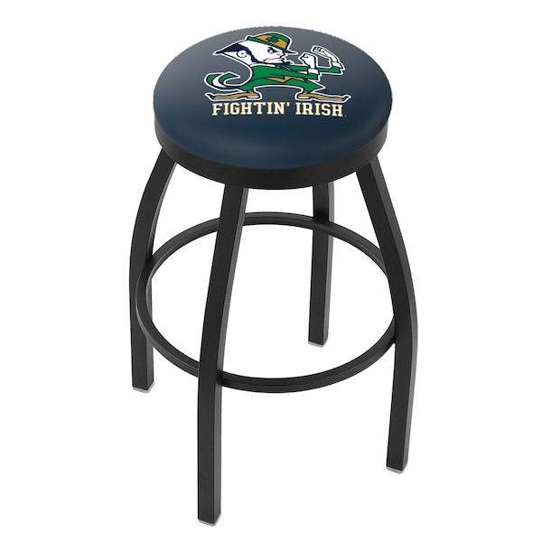 Holland Bar Stool Co 30" Blk Wrinkle Notre Dame Leprechaun Swivel Bar Stool, Accent Ring - L8B2B30ND-LEP