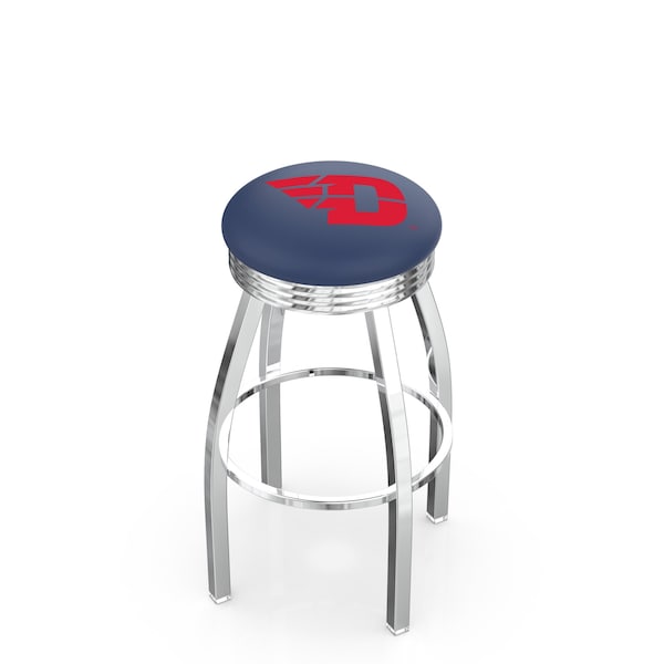 Holland Bar Stool Co 25" Chrome University of Dayton Swivel Bar Stool, Accent Ring - L8C3C25DYTNUN