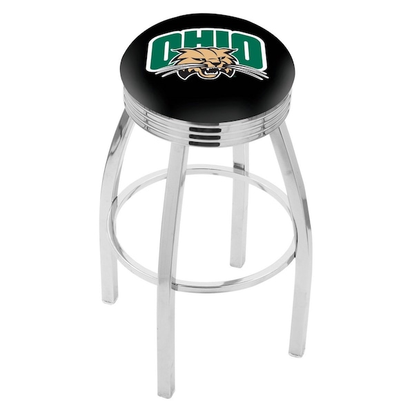Holland Bar Stool Co 25" Chrome Ohio University Swivel Bar Stool, Accent Ring - L8C3C25UNIVOH