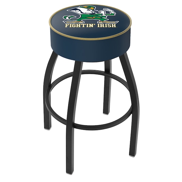 Holland Bar Stool Co 25" Notre Dame Leprechaun Cushion Seat, Blk Wrnkl Base Swivel Bar Stool - L8B125ND-LEP