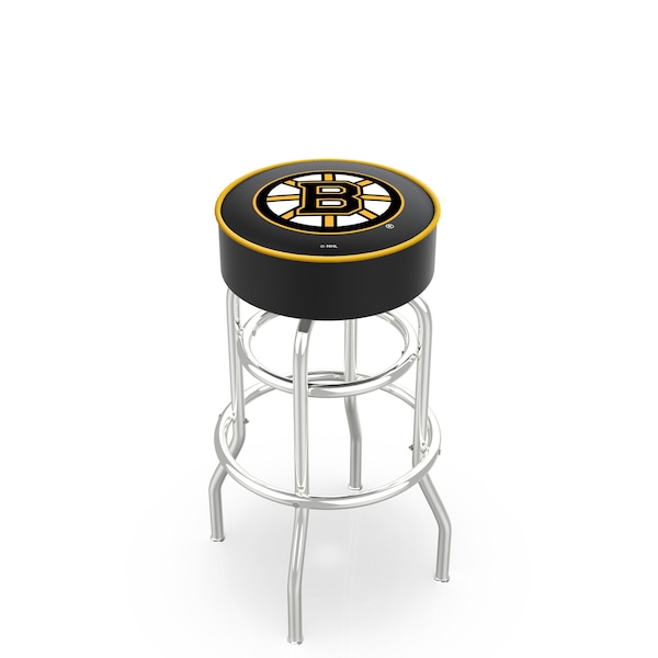 Holland Bar Stool Co 30" Boston Bruins Cushion Seat, 2-Ring Chrome Swivel Bar Stool - L7C130BOSBRU