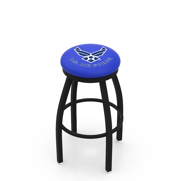 Holland Bar Stool Co 25" Blk Wrinkle U.S. Air Force Swivel Bar Stool, Accent Ring - L8B2B25AIRFOR
