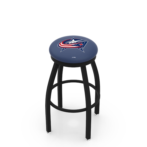 Holland Bar Stool Co 25" Blk Wrinkle Columbus Blue Jackets Swivel Bar Stool, Accent Ring - L8B2B25COLBLU
