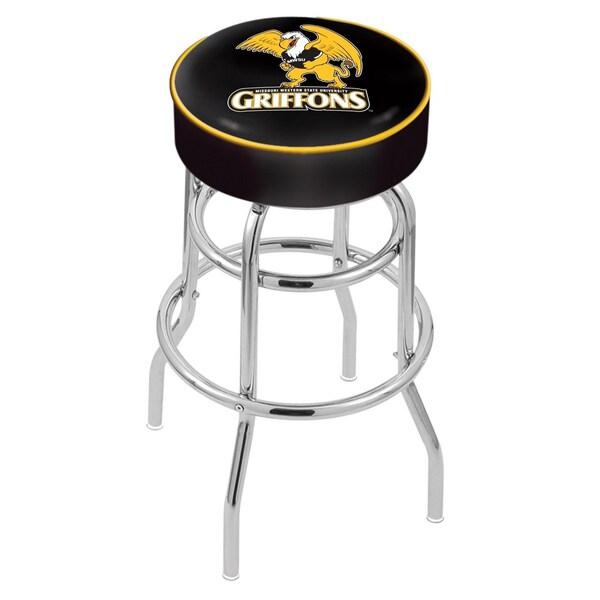 Holland Bar Stool Co 25" Missouri Western State Cushion Seat, 2-Ring Chrome Swivel Bar Stool - L7C125MOWST