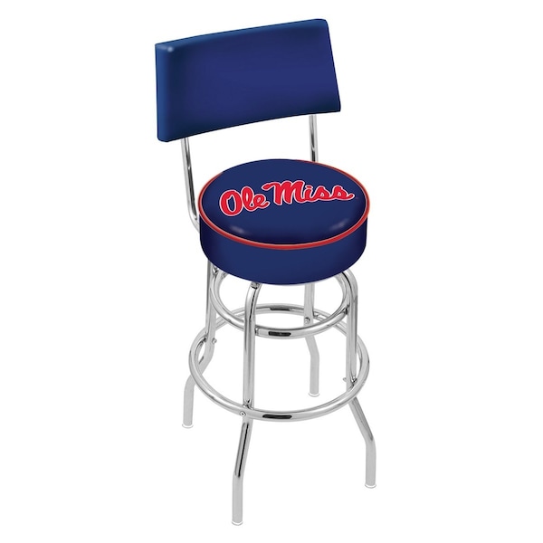 Holland Bar Stool Co 30" Chrome 2-Ring Ole' Miss Swivel Bar Stool, Back - L7C430MSSPPU
