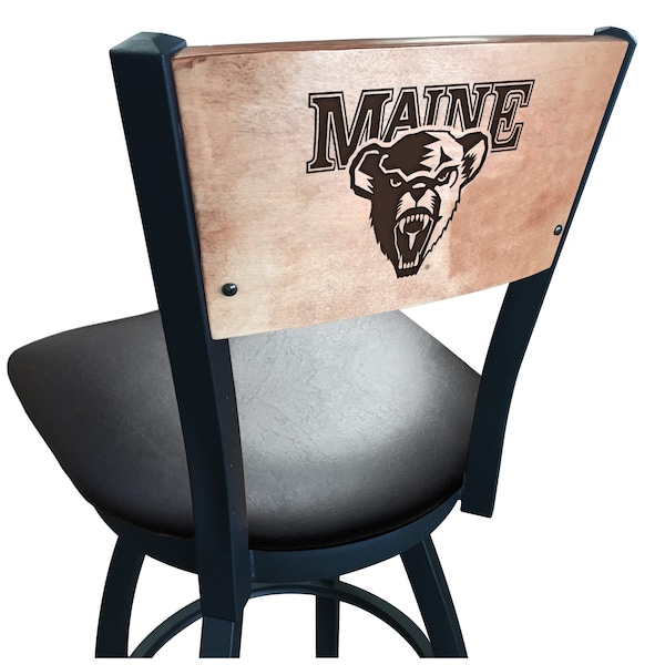 Holland Bar Stool Co 30" Blk Wrinkle Maine Swivel Bar Stool, Laser Engraved Back - L03830BWMEDMPLAMAINEUBLKVINYL