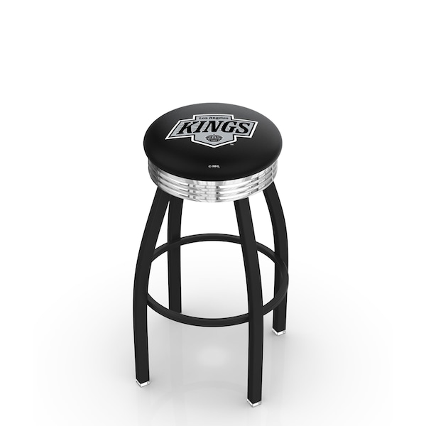 Holland Bar Stool Co 25" Blk Wrinkle Los Angeles Kings Swivel Bar Stool, Chrome Ring - L8B3C25LAKING
