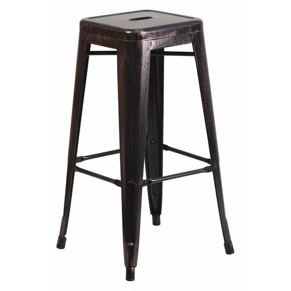 Flash Furniture 30" High No Back Black-Gold Square Metal Barstool - CH-31320-30-BQ-GG