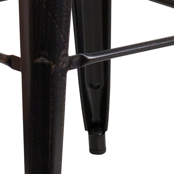 Flash Furniture 30" High No Back Black-Gold Square Metal Barstool - CH-31320-30-BQ-GG