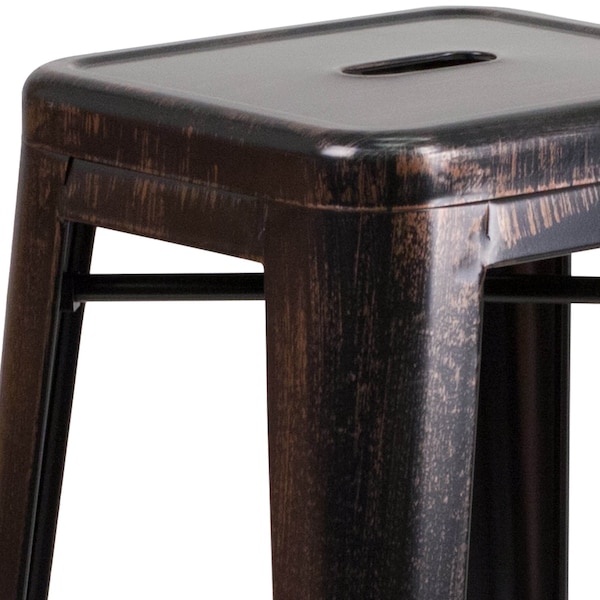 Flash Furniture 30" High No Back Black-Gold Square Metal Barstool - CH-31320-30-BQ-GG