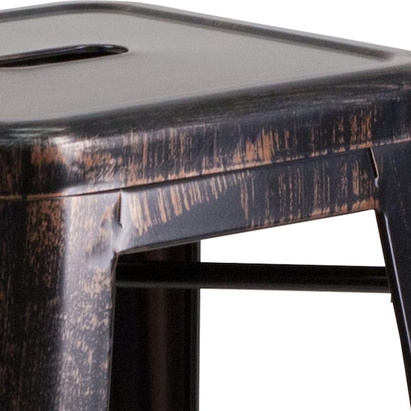 Flash Furniture 30" High No Back Black-Gold Square Metal Barstool - CH-31320-30-BQ-GG