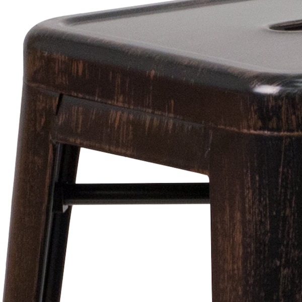Flash Furniture 30" High No Back Black-Gold Square Metal Barstool - CH-31320-30-BQ-GG