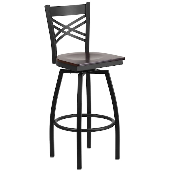 Flash Furniture Swivel Batstool, X Back, Walnut Seat - XU-6F8B-XSWVL-WALW-GG