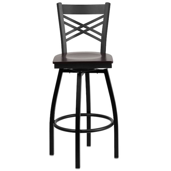Flash Furniture Swivel Batstool, X Back, Walnut Seat - XU-6F8B-XSWVL-WALW-GG