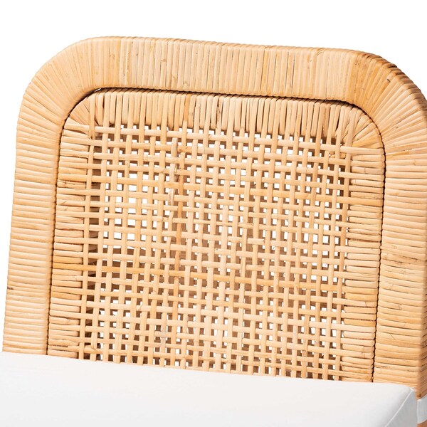 Baxton Studio Zariah Modern Bohemian Natural Brown Rattan and Mahogany Wood Bar Stool - 233-13172-ZORO