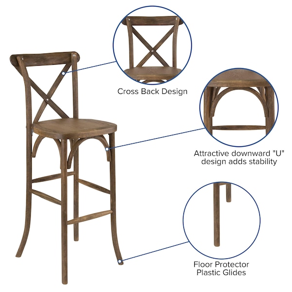 Flash Furniture Barstool, Antique, Cross Back - XA-X-BAR-GO-GG