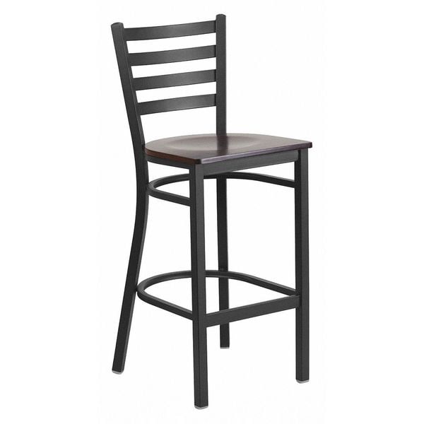 Flash Furniture Restaurant Stool, Ladder Back, Wal Seat - XU-DG697BLAD-BAR-WALW-GG