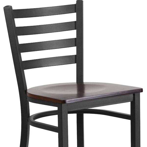 Flash Furniture Restaurant Stool, Ladder Back, Wal Seat - XU-DG697BLAD-BAR-WALW-GG