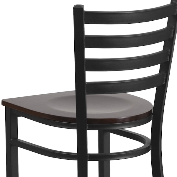 Flash Furniture Restaurant Stool, Ladder Back, Wal Seat - XU-DG697BLAD-BAR-WALW-GG
