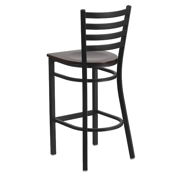 Flash Furniture Restaurant Stool, Ladder Back, Wal Seat - XU-DG697BLAD-BAR-WALW-GG