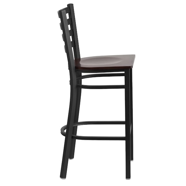 Flash Furniture Restaurant Stool, Ladder Back, Wal Seat - XU-DG697BLAD-BAR-WALW-GG