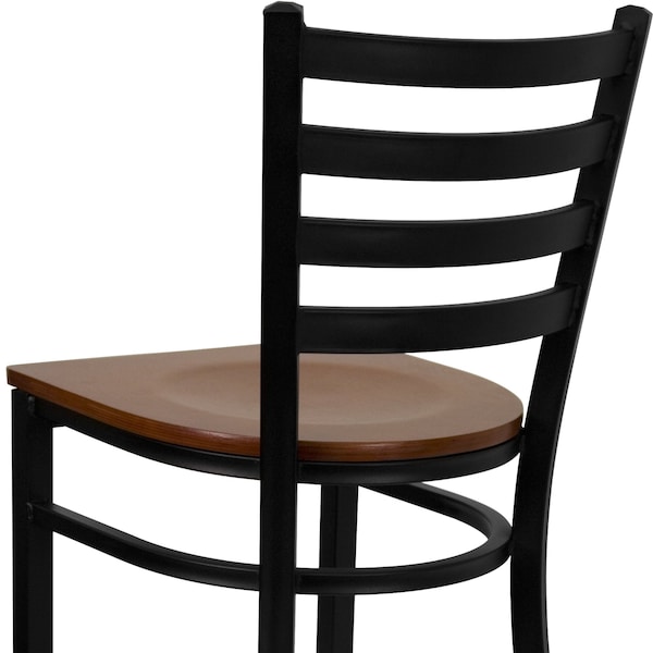 Flash Furniture Restaurant Stool, Ladder Back, Chy Seat - XU-DG697BLAD-BAR-CHYW-GG