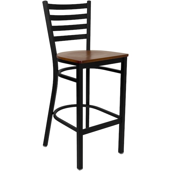 Flash Furniture Restaurant Stool, Ladder Back, Chy Seat - XU-DG697BLAD-BAR-CHYW-GG
