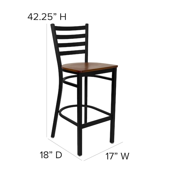 Flash Furniture Restaurant Stool, Ladder Back, Chy Seat - XU-DG697BLAD-BAR-CHYW-GG