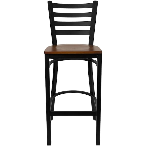 Flash Furniture Restaurant Stool, Ladder Back, Chy Seat - XU-DG697BLAD-BAR-CHYW-GG