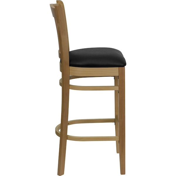 Flash Furniture Barstool, Natural Wood, Black Vinyl Seat, Seat Height Range: 31" - XU-DGW0008BARVRT-NAT-BLKV-GG