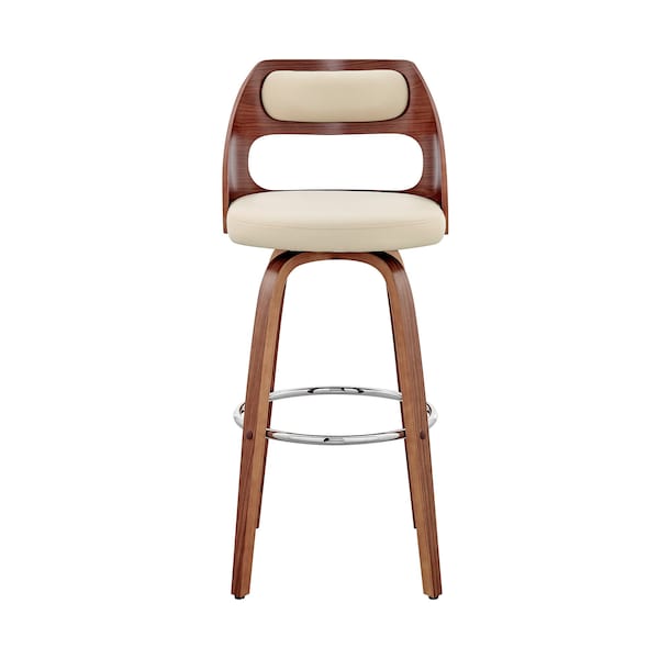 Armen Living Julius 26" Cream Faux Leather and Walnut Wood Bar Stool - LCJUBAWACR26
