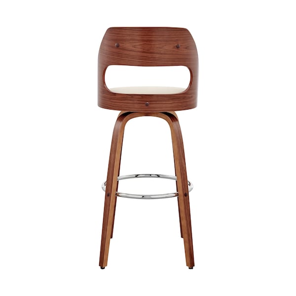 Armen Living Julius 26" Cream Faux Leather and Walnut Wood Bar Stool - LCJUBAWACR26