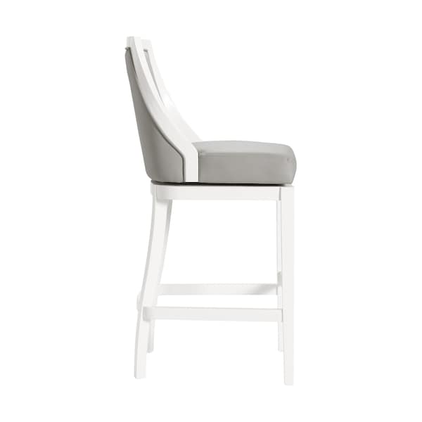 Alaterre Furniture Ellie Bar Height Stool with Back, White, 2PK - ANEL02PDCR2
