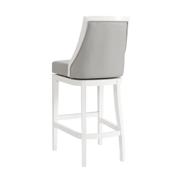 Alaterre Furniture Ellie Bar Height Stool with Back, White, 2PK - ANEL02PDCR2