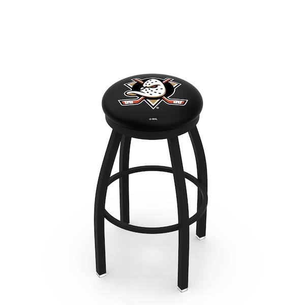 Holland Bar Stool Co 25" Blk Wrinkle Anaheim Ducks Swivel Bar Stool, Accent Ring - L8B2B25ANADKS