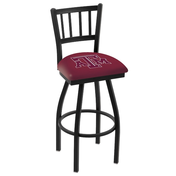 Holland Bar Stool Co 25" Blk Wrinkle Texas A&M Swivel Bar Stool, Jailhouse Back - L01825TEXA-M