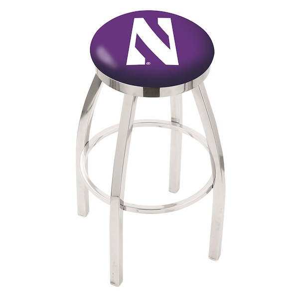 Holland Bar Stool Co 25" Chrome Northwestern Swivel Bar Stool, Accent Ring - L8C2C25NTHWST