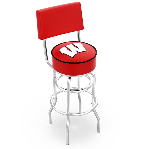 Holland Bar Stool Co 25" Chrome 2-Ring Wisconsin "W" Swivel Bar Stool, Back - L7C425WISC-W