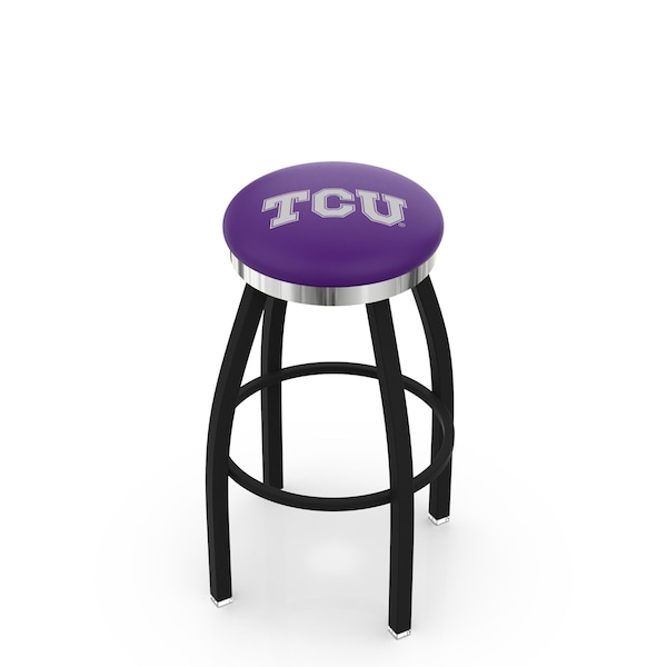 Holland Bar Stool Co 30" Blk Wrinkle TCU Swivel Bar Stool, Chrome Ring - L8B2C30TEXCHR