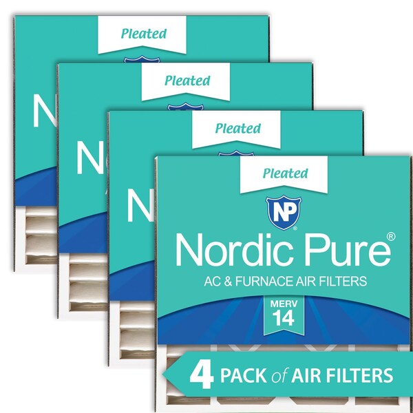 Nordic Pure 20x20x5 Pleated Air Filter, High Capacity, Electrostatically Charged Synthetic Media, MERV 14, 4 PK - 20X20X5ABM14-4