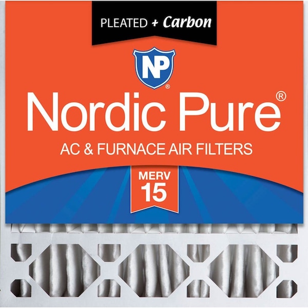 Nordic Pure 20x20x5 Plus Carbon Pleated Air Filter, High Capacity, MERV 15 - 20X20X5HM15+C-1
