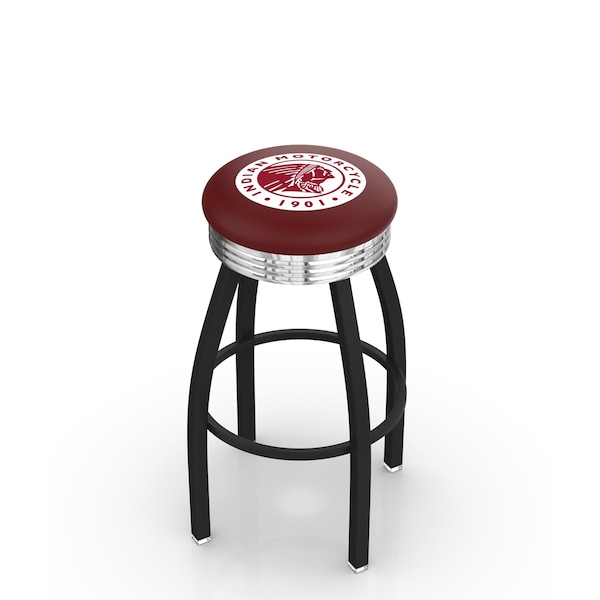 Holland Bar Stool Co 30" Blk Wrinkle Indian Motorcycle Swivel Bar Stool, Chrome Ring - L8B3C30INDN-HD