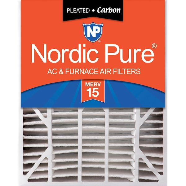 Nordic Pure 20x25x6 Plus Carbon Pleated Air Filter, High Capacity, MERV 15 - 20X25X6ASGM15+C-1