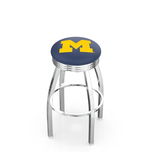 Holland Bar Stool Co 25" Chrome Michigan Swivel Bar Stool, Accent Ring - L8C3C25MICHUN