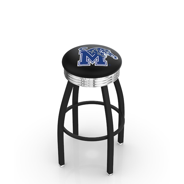 Holland Bar Stool Co 25" Blk Wrinkle Memphis Swivel Bar Stool, Chrome Ring - L8B3C25MEMPHS