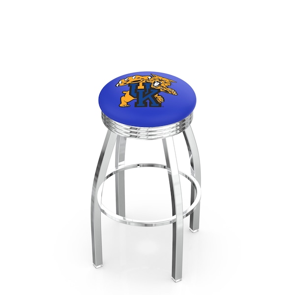 Holland Bar Stool Co 30" Chrome Kentucky "Wildcat" Swivel Bar Stool, Accent Ring - L8C3C30UKYCAT