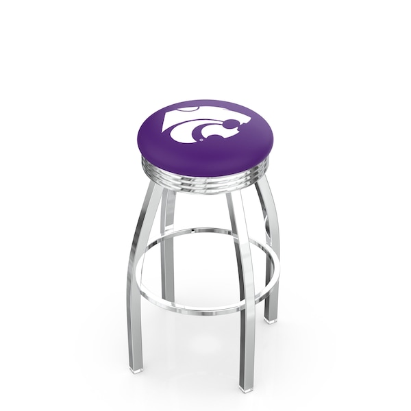 Holland Bar Stool Co 25" Chrome Kansas State Swivel Bar Stool, Accent Ring - L8C3C25KNSASS